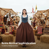 3 Pieces Folk Costume Event Dirndl Dress Traditional Design German Dirndl Dress Puff Sleeves Festive Lager Maid Costume for Women, Adults