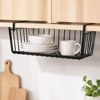 Under Shelf Storage Basket, Metal Wire Organiser, Hanging Storage Basket for Kitchen, Cupboard, Desk, Bedroom, Dormitory, Space Saving