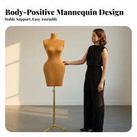 Stable Base Curvy Body Dress Form Easy Assembly Half Body Mannequin with Stand Long-Lasting Construction Female Mannequin Torso Velvet Material Covered for Online Sellers, Fashion Designers, Window Displays, Retail Shop S, Photography Studios, Home Decor