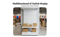 Floor Standing Pegboard Rack Multi-Functional Freestanding Pegboard Display Heavy Duty Commercial Fixture for Retailers, Supermarket, Workshop, Garage