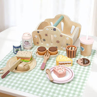 Pretend Pretend Tea Set Early Learning Wooden Picnic Set Smooth Children's Playset for Young Children, Kids