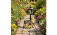 Post Lantern with Planter Outdoor Lamp Warm for Courtyard