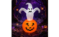 Outdoor Halloween Inflatable with LED Light Lighted Inflatable Ghost with Pumpkin Giant Inflate Ghost Bright for Yard