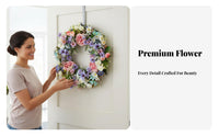 Artificial Flower Wreath Everlasting Decor Spring Summer Wreath Bright Hued Dwelling Decoration for Easter, Family Appreciation Day, Wedding
