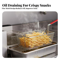 High Temperature Resistant Commercial Fry Basket Easy to Clean Deep Fryer Basket Thickened Frame Frying Tool Comfortable Handle for Chefs, Home Cooks, Restaurants, Food Stalls