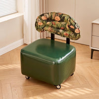 Rolling Stool with Backrest Mobile Low Stool with Wheels Ergonomic Swivel Chair for Bedroom