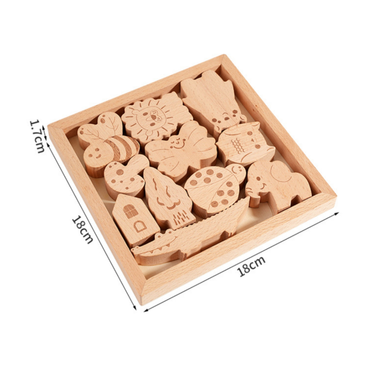 Wooden Animal Stacking Toy Beech Wood Animal Stacking Blocks Wooden Balance Toy Base Tray Children's Plaything