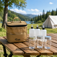 Portable Spice Box, Camping, Outdoor Seasoning Container, 9-Piece Set, Canvas, Waterproof, Oil-Proof