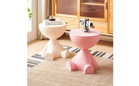Easy to Clean Small Plastic Coffee Table Rounded Edges Round Accent Table Unique Shape Long-Lasting for Bedroom, Office, Balcony