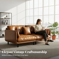 Straight-Line Leather Settee Italian Minimalist aesthetic Sofa Retro Design Living Room Furniture for Apartment Dwellers, Homeowners, Home, Study, Bedroom