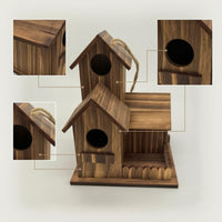 Wooden Birdhouse Double-Layer Hanging Birdhouse Multi-Room for Garden, Gardeners