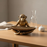 Shiny Simian Ornament Tray Nordic Style Monkey Jewelry Tray Tabletop Decoration Home Decor for Dining Table, Hotel Reception, Living Room