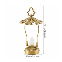 Table Lamp with Frosted Bulb Vintage-Style Lantern with Handle Hollow-Carved Ambient Light for Desk, Bar