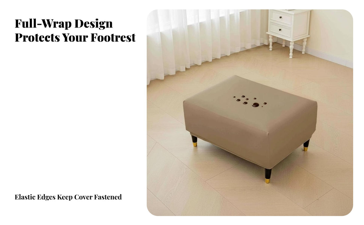 Waterproof Stretch Ottoman Cover Oil-Proof Ottoman Cover Stain-Resistant Slipcover High Elasticity for Pet Owners, Homeowners, Parents, Living Room, Bedroom