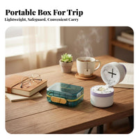 3occasionsa-Day Compartments pharmaceuticals Organizer Box with Cutter closureed Design Multi-Compartment medication Box Portable medication Case small Size for voyagers, Patients, Caregivers, while on the on the moveing, Home Use, Business Trips, Office