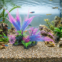Large Multicolored Aquarium Plants and Aquatic Tank Decorations, Weighted Anchor Stone Aquarium Plants, Low Maintenance PE and