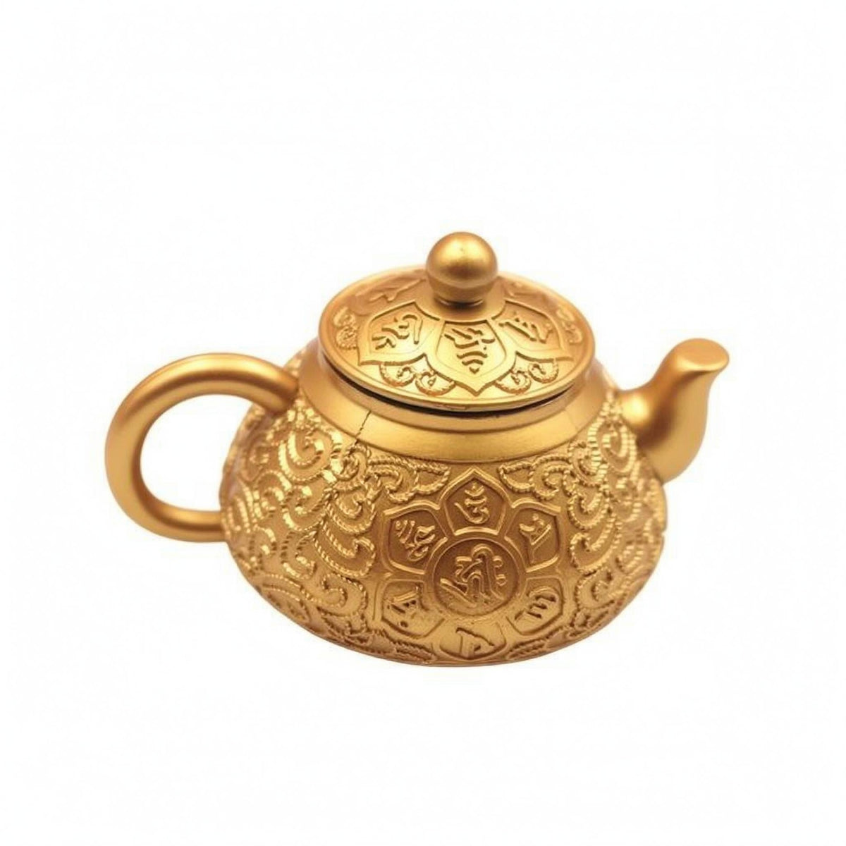 Kettle-Shaped Teapot Ornament Engraved Gold Teapot Ornament Fine Workmanship Home Decor
