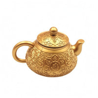 Kettle-Shaped Teapot Ornament Engraved Gold Teapot Ornament Fine Workmanship Home Decor