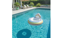 Pool Lounger with Backrest Rainbow Mesh Pool Lounger Inflatable Recliner Comfortable Cooling for Adults, Beach, Lake