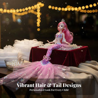 Mermaid Princess Doll 11 Movable Joints Aquatic Tail Princess Toy Articulated Mermaid Doll Three-Dimensional Realistic Eyes