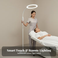 High Color Rendering Eyelash Extension Light Flicker-Non-Flicker Shadowless Floor Lamp Stable Base LED Lash Light Press Control for Makeup Artists, Nail Technicians, Spas, Facial Treatments Studios, Home