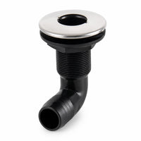 Sleek-Profile Marine Drain Outlet with Hose Barb Compact Boat Drain with Stainless Steel Cap Long-Lasting Thru-Hull Fitting with Hose Barb Long-Lasting for Yacht