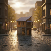Railway Building Kit Two-Story Scale Model Building Diorama House Wood-Grain Diorama Kit Corrugated for Modelers, Dioramas