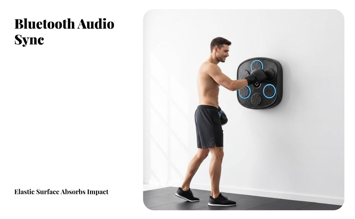 Multiple Modes Music Boxing Machine Built-in Hit Counter Smart Music Boxing Machine Rechargeable Wall Mounted LED Punching Pad Easy Installation for Fitness Enthusiasts, Adults, Beginners, Home Gym, Living Room, Garage