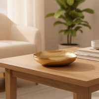 Decorative Tray with Ribbed Surface Brushed Irregular Metal Dish Sculptural Catchall Tray for Vanity