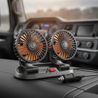 twoHead Car Fan Sturdy Dual Head Car Fan Wired Slim for Road Trippers, Trucks