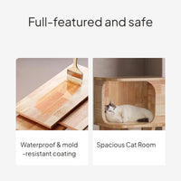Wood Cat Tree with Space Capsule Condo and Scratching Post