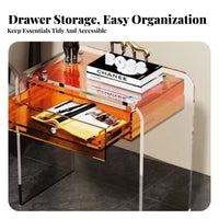 Modern and design C-Shaped Table with periodical compartment Transparent Design Nightstand Space-Saving Home Furnishing single-Piece Molding for Apartment Dwellers, homeowners, Students, Bedroom, Small areas, Living Room, Office