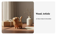 Carved Cat Figurine Birthday Gift Sandalwood Cat Statue Solid Wood