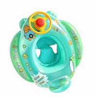 Seated Swim Float with Seat Backrest Baby Swim Seat Raised Front Cushion Baby Swimming Buoyant Device Cartoon-Style