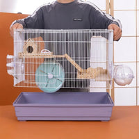Large Hamster Cage for Syrian Hamster, Double Layer Hamster Cage with Removable Tray, Rectangular Modern Indoor Pet Cage, Easy to Maintain and Set Up