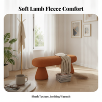 Soft Texture Boucle Textile Footrest Multi-Functional Capsule-Shaped Bench Versatile Long Ottoman Modern Design for Business Owners, Interior Decorators, Entryway, Clothing Boutique, Bedroom, Living Room