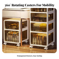 Rolling Makeup Organizer with Drawers Large Capacity Multi-Tier Rolling Cart Mobile Design Cosmetic Organizer for Women, Vanity Area, Dressing Room
