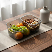 Light Luxury Design Multi-Grid Fruit Plate High Clarity Double Layer Snack Box Easy to Clean for Bedroom, Car