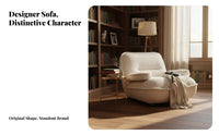 Italian Minimalist Design Beetle-Shaped Sofa Vintage Inspired Upholstered Armchair Sculptural Form Lounge Chair Lowsilhouette for Interior Designers, Apartment Dwellers, Living Room, Bedroom, perusing alcove, Home Office