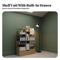 Large Capacity Tree-Shaped bookshelf With Bottom Drawer bookshelf Freestanding Design Storage Rack Modern design for Children, Book Lovers, Homeowners, Kids' Room, Small Spaces, Bedroom, Office