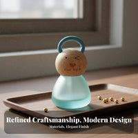 Gold Bean Storage Bottle Miniature Size Wooden Lid Mini Jar Cute Doll Figure Bottle House Decoration for Desktop, Shelf Display
