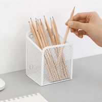 Magnetic Pen Holder, Metal Grid Design Pen Box, 9.5x6.8x12.5cm Magnetic Pen Organizer for Whiteboards, Office & Kitchen