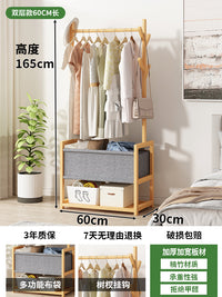 落地挂衣架现代简约家用卧室衣物收纳架实木多层组装置物架衣帽架