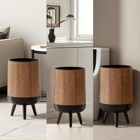 Trash Can with Legs Lightweight Wood Grain Wastebasket Garbage Bin Space-Saving Wear-Resistant for Living Room, Office