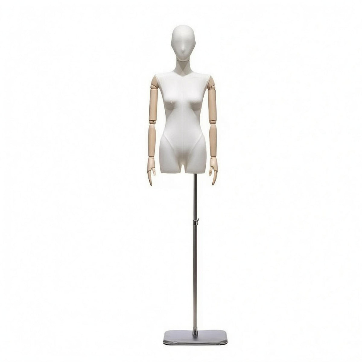 Cloth-Covered-Covered Half-Body Female Mannequin Textured Headless Torso Mannequin Narrow Shoulder Clothing Form Telescopic for Shop Window