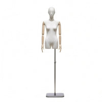 Cloth-Covered-Covered Half-Body Female Mannequin Textured Headless Torso Mannequin Narrow Shoulder Clothing Form Telescopic for Shop Window