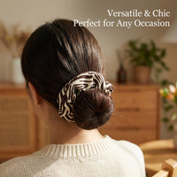 Satin Hair Scrunchies for Women Large Scrunchie Set, High Elastic Ponytail Holder for Girls, Leopard and Striped Pattern Styling Accessories