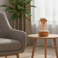 Jellyfish Night Light Warm Glowing Wooden Melody Player Melody Player with Dome Tabletop for Bedside Table, Reading Nook