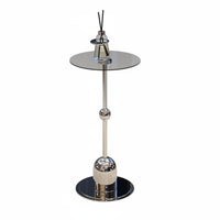Korean design Round Glass-Top End Table Modern Design Round Glass-Top Pedestal Table Mixed Material Construction Home Furniture Space-Saving for Interior Designers, Homeowners, Renters