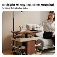 Movable with casters Adjustable C-shaped designd Desk Foldable Rolling C-shaped designd Tray Space-Saving Living Room Furniture Easy Assembly for Small Apartment Dwellers, telecommuting Workers, Students, Bedroom, Home Office